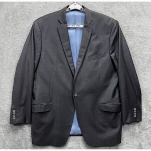J.HILBURN‎ Blazer Sport Coat Mens 47L Gray Classic Fit VBC Wool Bespoke Jacket